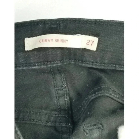 Levi's 27X30 Womens Curvy Skinny Black Denim Jeans Black Logo Tag Red Pocket Tag - Picture 4 of 12